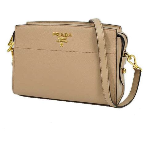 PRADA 1BD034 Saffiano Pink Leather Silver Chain Shoulder Bag 